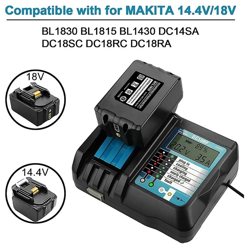 DC18RCT Li-ion Battery Charger for Makita Charger 18V 14.4V BL1830 Bl1430 DC18RC DC18RA Power Tool 3A Charging Current EU Plug
