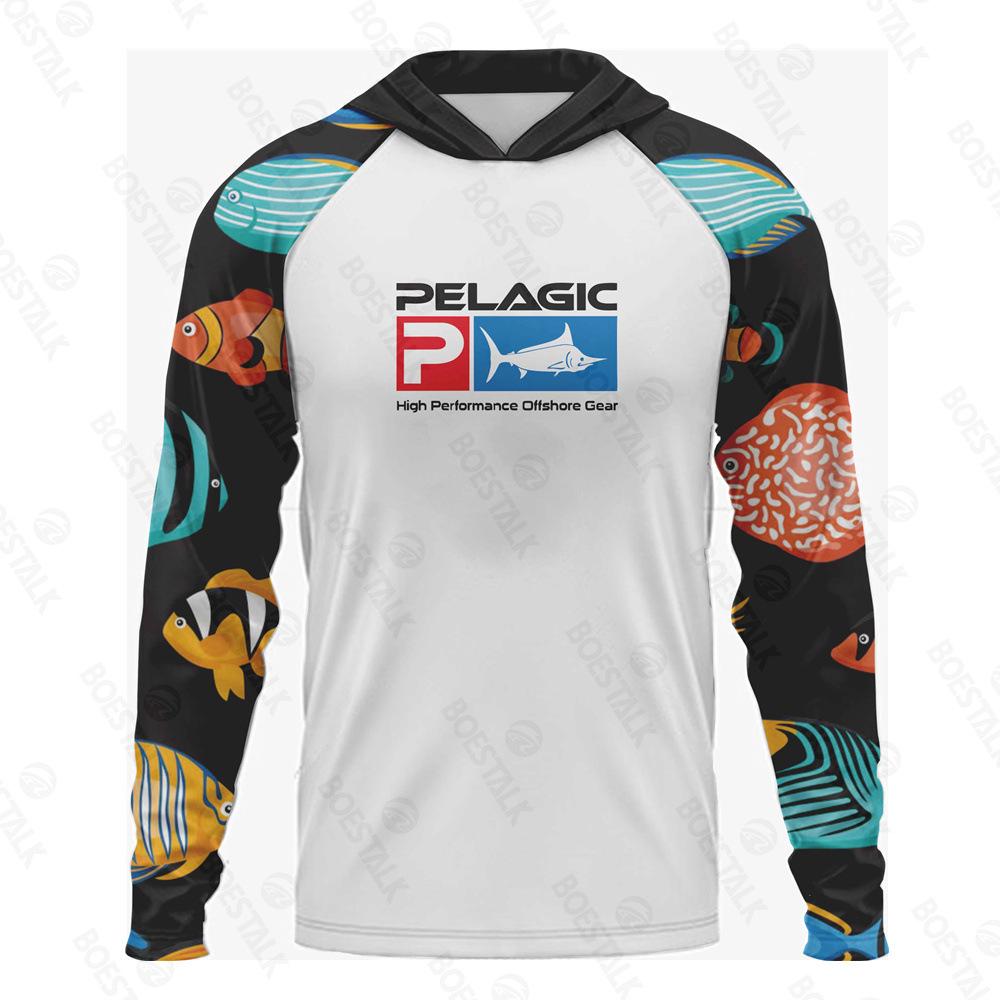 Pelagic men's and women's long-sleeved breathable sunscreen hooded fishing suit sea fishing boat fishing Luya fishing suit customization