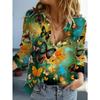 Fashion Flowers Butterflies Pattern 3D Print Women's Long Sleeve Shirt Simple Lapel Tops Autumn Casual Commuter Women Clothing