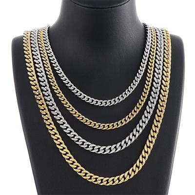 Tide Fashion Hiphop Hip -hop Men's Cuban Titanium Steel Bracelet Necklace