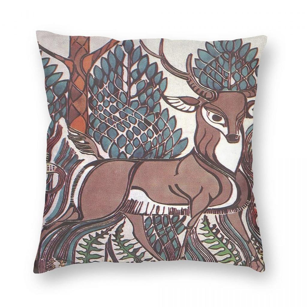 Walter Inglis Anderson Deer Pillowcase Polyester Linen Velvet Pattern Zip Decor Sofa Seater Cushion Cover