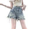 Retro American High-Waist Spicy Fringe Denim Shorts – Summer Women's New Design Hot Pants