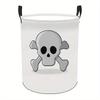 1pc Halloween-themed Round Laundry Basket with Handle, Skull Pattern, High-quality Foldable Laundry Basket for Bedrooms, Bathrooms, Dorms - Durable an