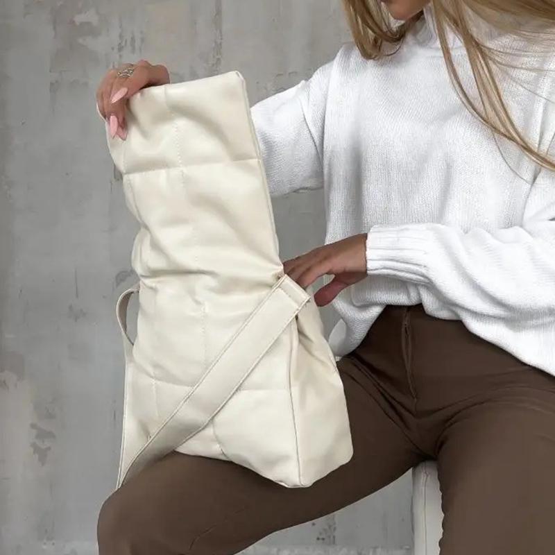 Women's quilted shoulder bag soft cotton pillow-shaped designer shoulder bags luxurious PU leather large bag fashion