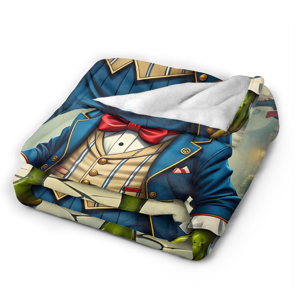 Gentleman Frog Flannel Blanket Winter Warm Soft Bedding Throws for Kids Adult Couch Bed Novelty Bedspread Sofa Bed Cover