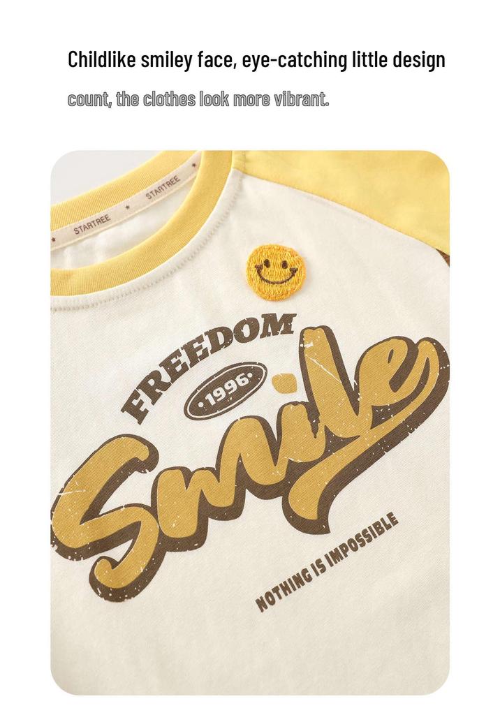 2026 Amerikanischer Buchstaben-Print Farbblock Rundhals Lockeres T-Shirt - Sommer Kurzarm Bestseller