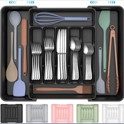 Extra Large Expandable Silverware Organizer, BPA-Free Food-Safe Cutlery Flatware Organizer, Kitchen Utensil Drawer Organizer, Adjustable Silverware
