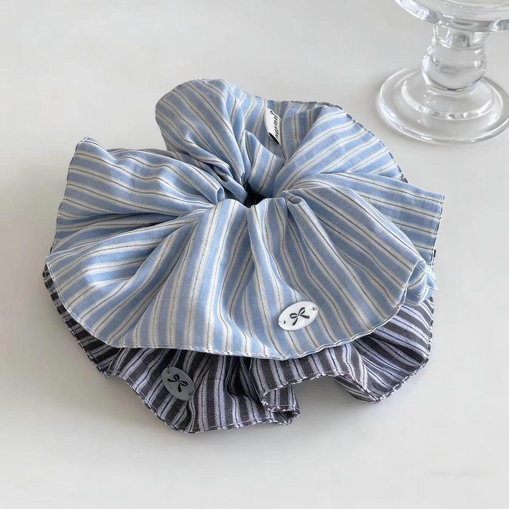 Korean Striped Bow Knot Plaid Hair Scrunchie Accessory