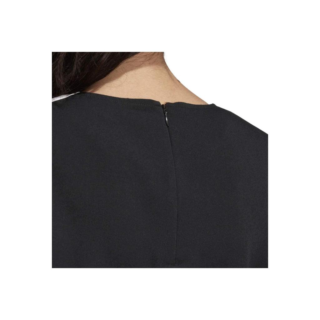 Adidas Originals Side Stripe Chiffon Breathable Sports Casual Short Sleeve T-Shirt Women Tops Black DX3695