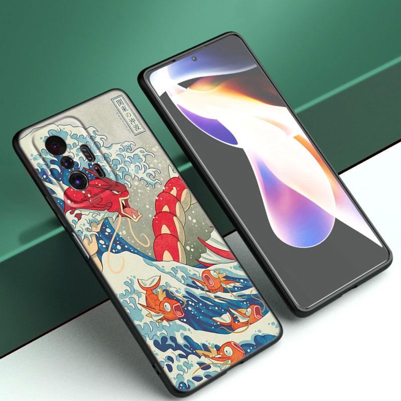 Japanische Welle Anime Drache Handyhülle Für Xiaomi Mi A2 8 9 SE Note 10 10T 11 12 Lite 9T 11T 12S 12T Pro A3 6X 12X TPU Schwarze Hülle