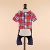 Small and Medium-sized Dog Spring and Summer Four-legged Teddy Bear Pet Dog Dog Cat Plaid Korean Version Denim Clothes