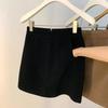 Simplicity Office Lady Autumn Winter Woolen Women Thicken Solid Zipper Pocket Vintage Fashion High Waist Short Slim A-line Skirt