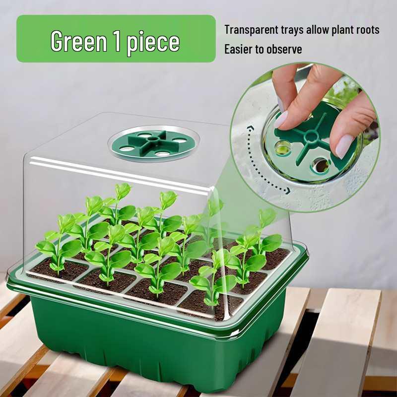 12-Hole Succulent Seedling Tray Set with Lid – Moisture & Temperature Control