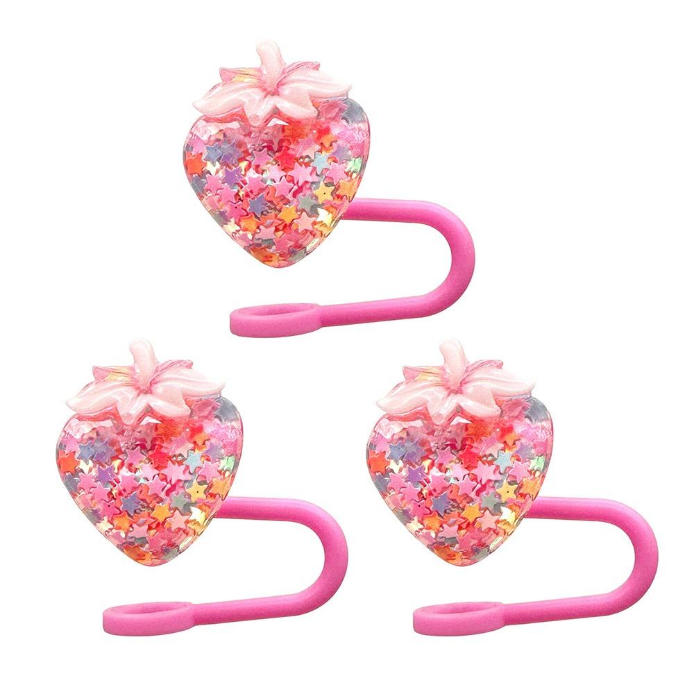 

3Pcs Waterproof Candy Straw Cap Pink Straw Dust Stopper for 10mm Drinking Straw 3Pcs Style 4