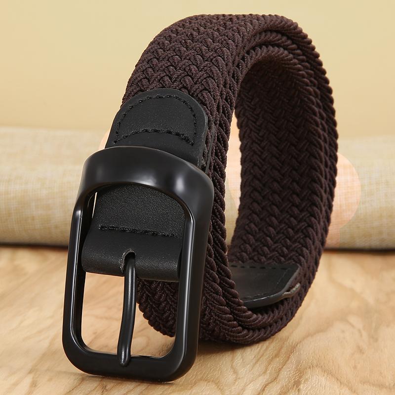 Non-hole Punch-free MEN S AND WOMEN S Woven Belt Elastic Stretch Canvas Belt Female Korean Style Versatile Student Pants Belt кофейный