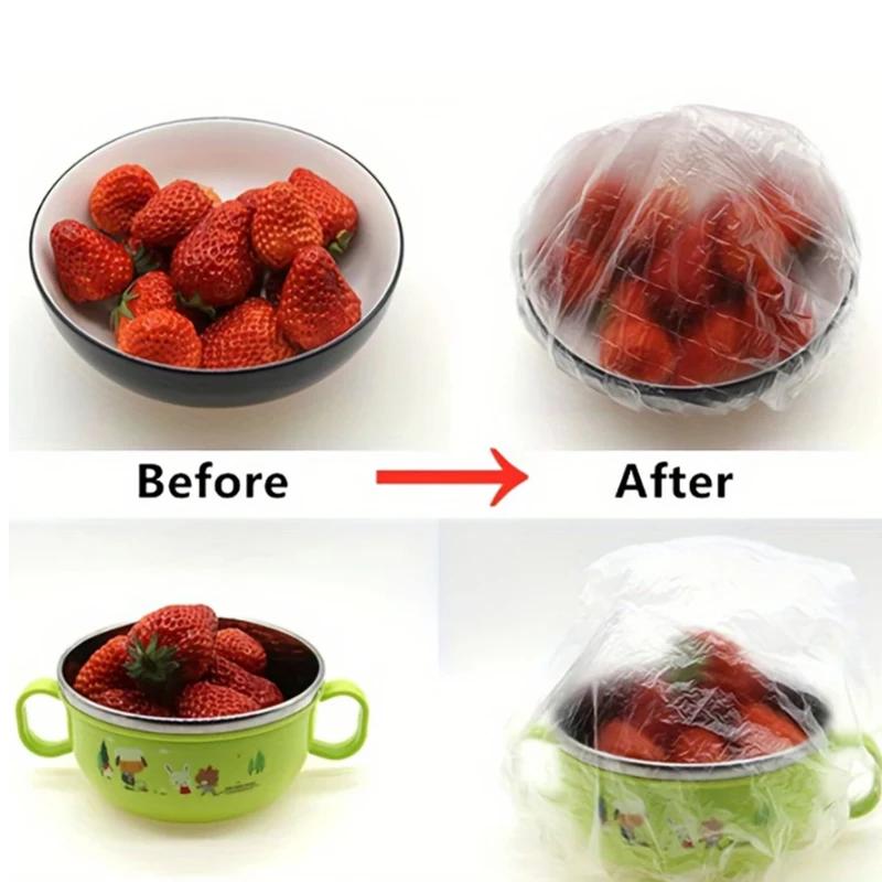 100pcs Food Storage Covers Home Foods Freshing Seal Elastic Plastic Wrap Refrigerator Fresh Keeping Saver Bag Kitchen Tools