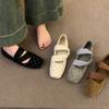 Wind Square Head Polka Dot Mary Jane Shoes Women's Spring and Summer Metal One-word Buckle with Shallow Mouth Single Shoes