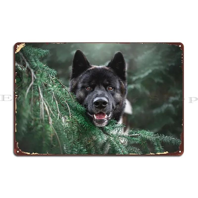 Akita In The Woods Metal Sign Printing Retro Create Living Room Cinema Tin Sign Poster