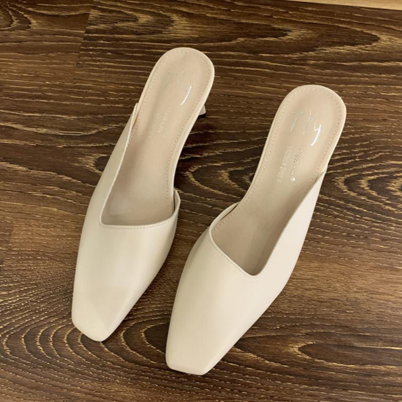 Elegant Square Heel Designer Slippers Women Comfortable Square Toe Slide Sandals Fashion Party Backless Dress Shoes for Ladies