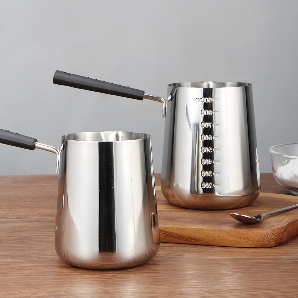 Coffee Milk Frothing Pitcher Jug Latte Art Cup 304 Stainless Steel Long Handle Double-sided Scale High Quality Coffee Utensils