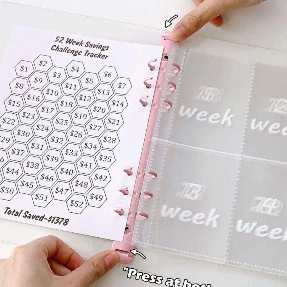 PVC Savings Challenge Binder A5 Notebook Binder Budget Binder 52 Weeks Envelope Binder Couple