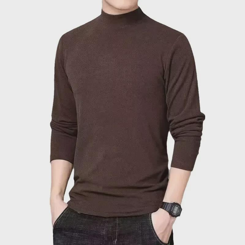 Herren Slim Einfarbig Thermisch Samt Rollkragen - Herbst/Winter Langarmshirt
