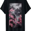 Japan Sakura Garden Mountains And Cherry Blossoms Woodblock T-Shirt(59)