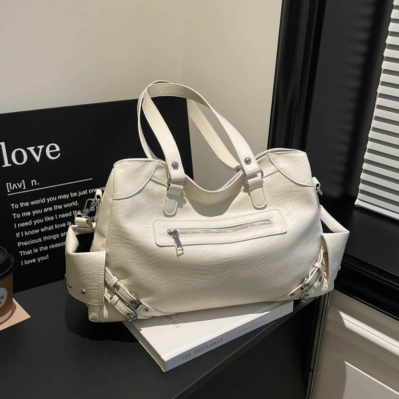 Leather Tote Bag Women's Fashion Shoulder Bag with Front Zip Pocket and Adjustable Crossbody Strap