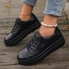 Fashion Platform Women Sneakers Breathable Casual Shoes Solid Color Lightweight Vulcanized Shoes Autumn Lace Up Tennis Shoe Plus Size 43