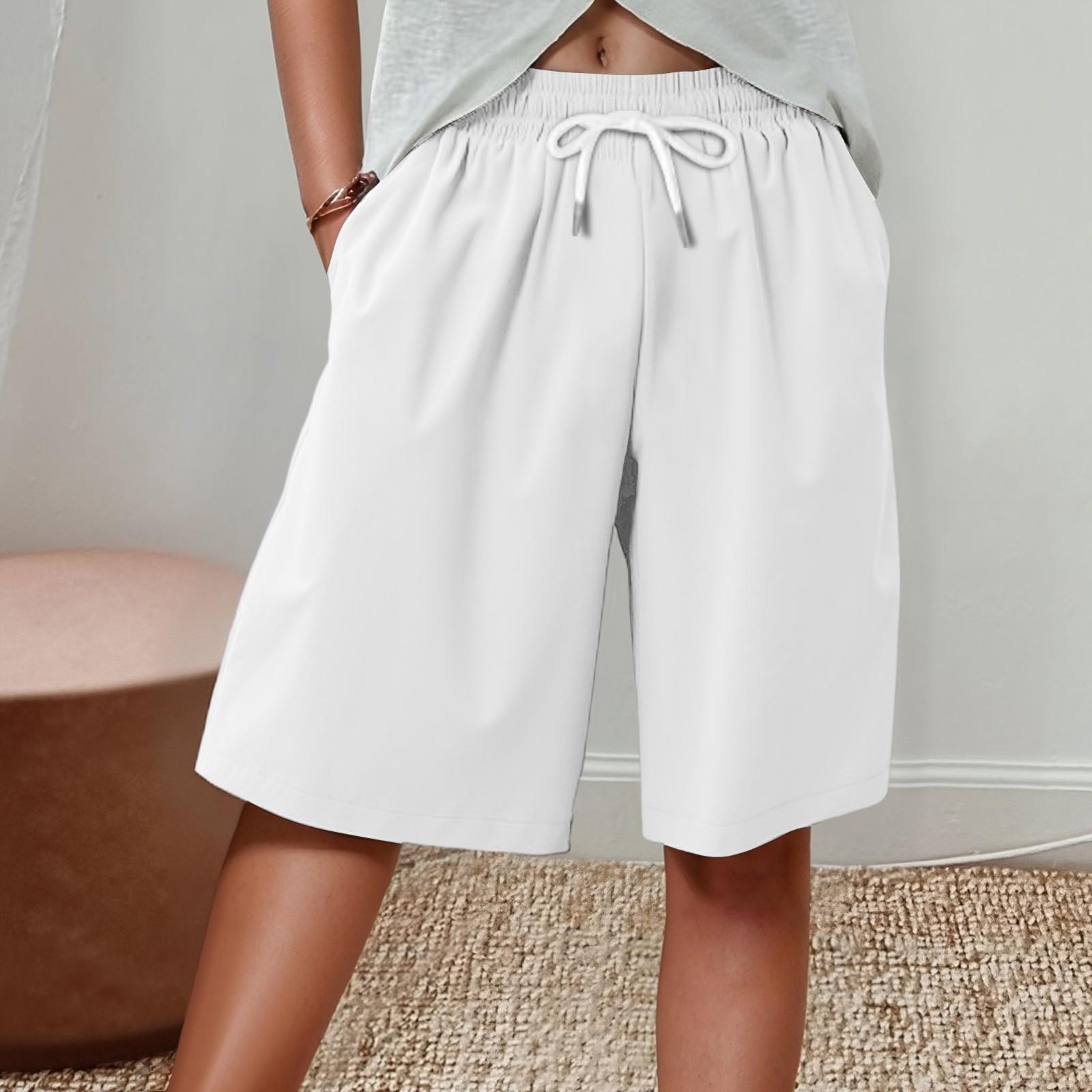 

Женские спортивные шорты, повседневные свободные однотонные дышащие быстросохнущие шорты XL белый