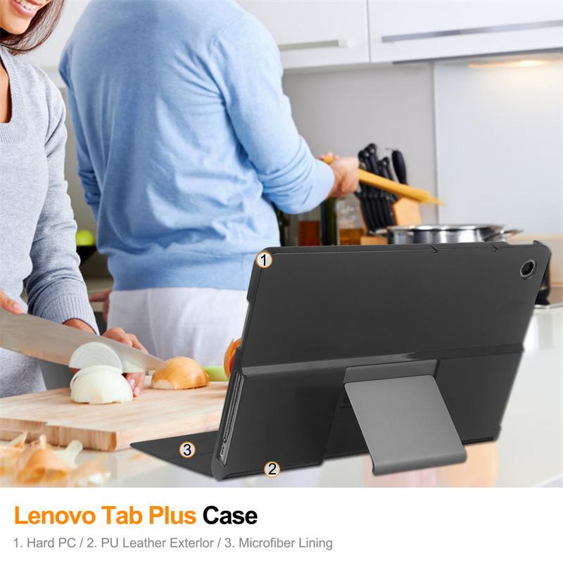 Slim Folding Stand PU Leather Case For Lenovo Tab Plus 11.5 inch TB351FU Cover Hard Plastic Back Shell Funda Coque Capa