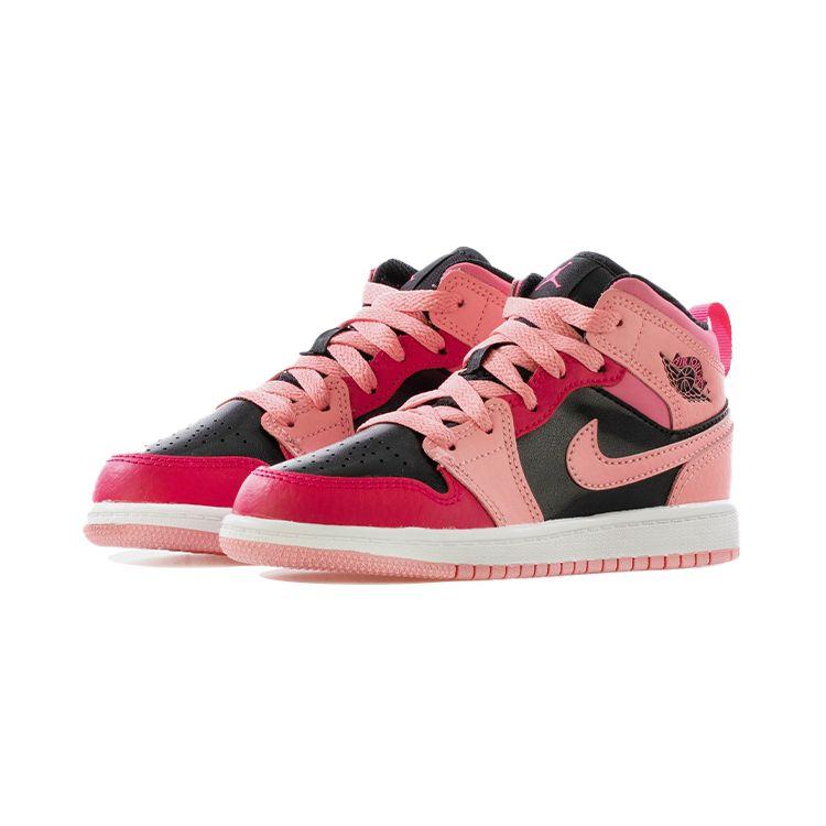 Air Jordan 1 Mid PS Coral Chalk Barnsneakers Rosa Rush-Rosa Svart 640734-662