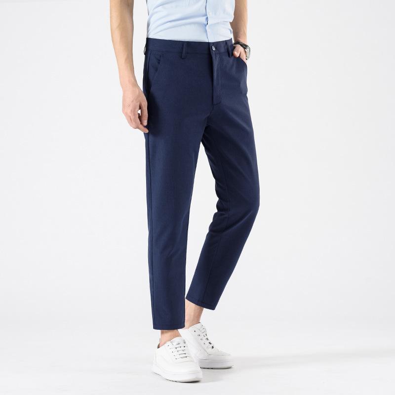 Summer Men's Light Business Casual Trousers Versatile Breathable Nine-minute Trousers Small Suit Trousers