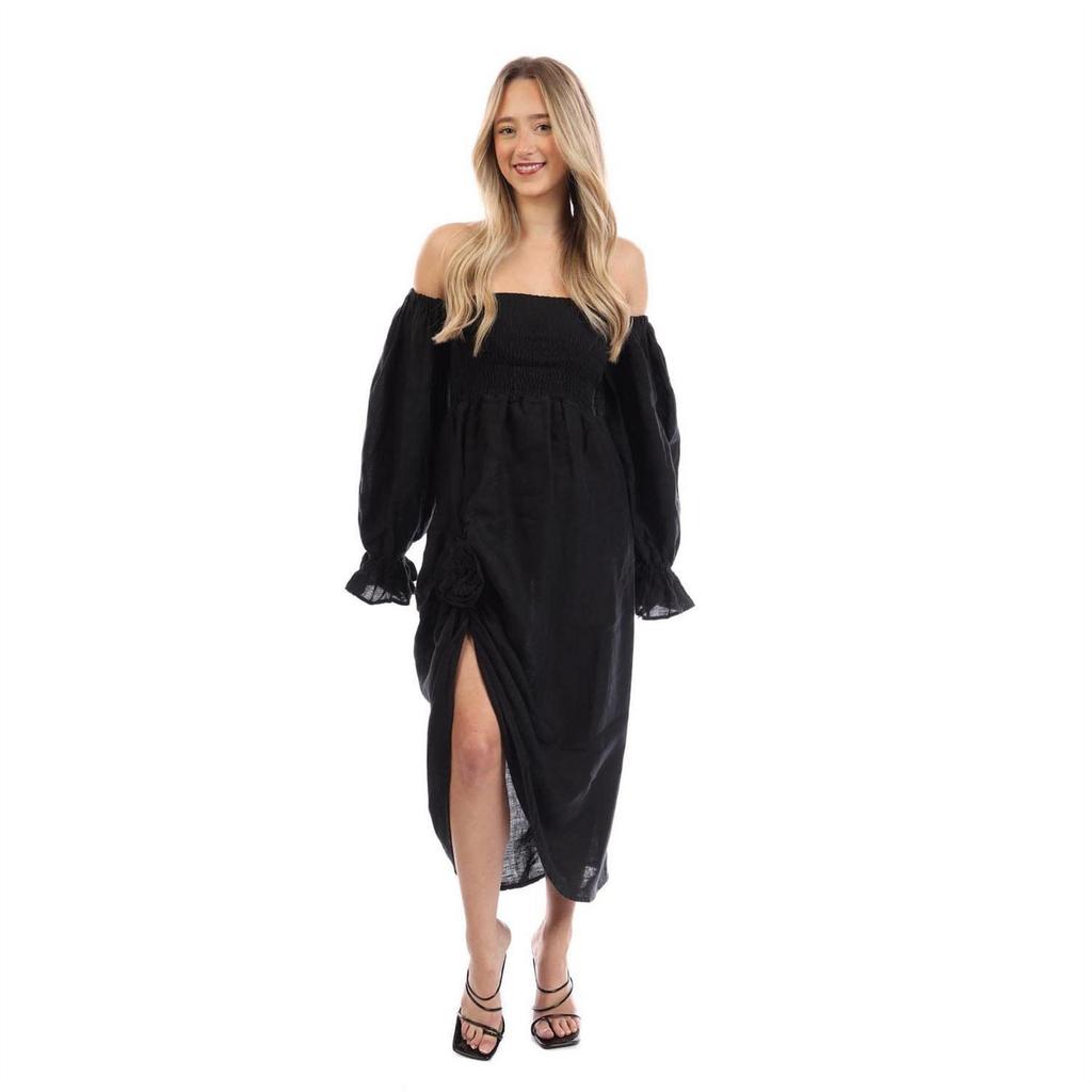 Sleeper Womens/Ladies Rose Linen Side Slit Midi Dress