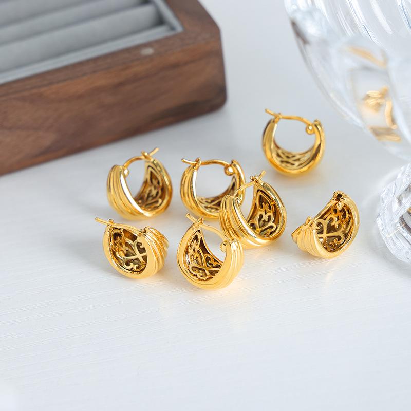 Modern Jewelry Multi Layer Metal Wire Hoop Earrings Popular High Quality Brass Gold Color Earrings For Women