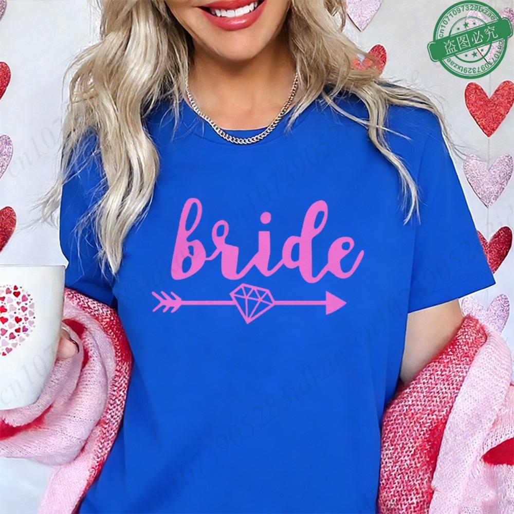 Bride Tribe Matching T-Shirts, Diamond Arrow Graphic Tees, Bachelorette Hen Party Casual Short Sleeve O Neck Tops for Bridesmaid