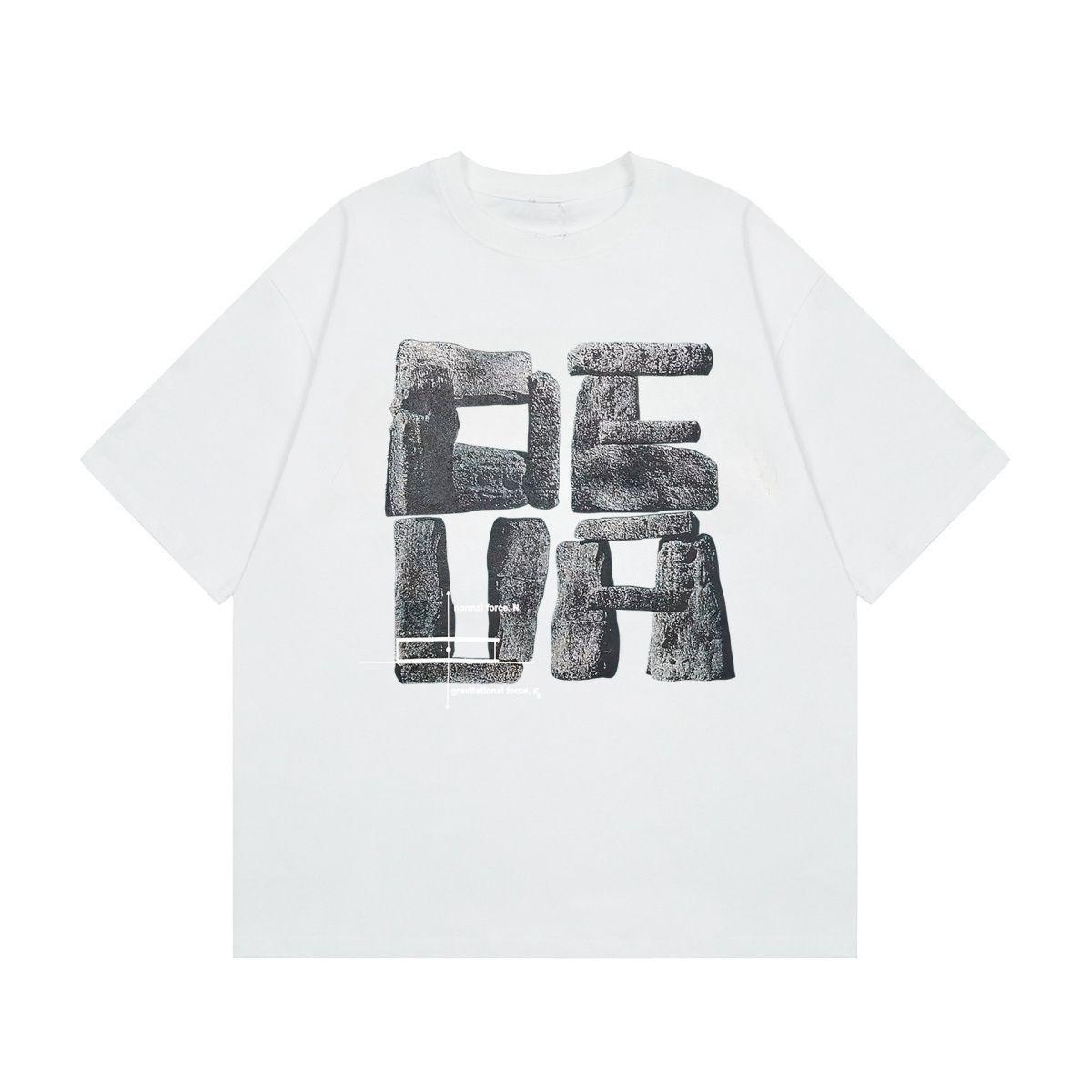 

Summer s New American Streetwear Brand s Heavyweight Pure Cotton T-shirt with Letter-printed Short-sleeved Loose Half-sleeve S