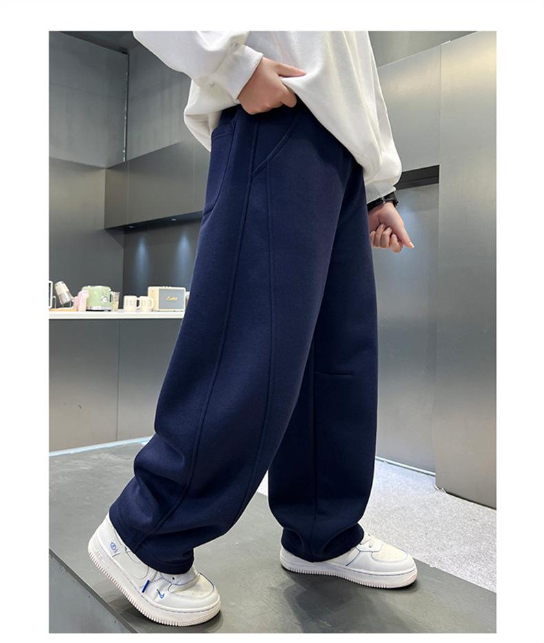 Boys' Fleece-lined Casual Pants for Fall/Winter 2025, Suitable for Medium to Large Children and Teens.