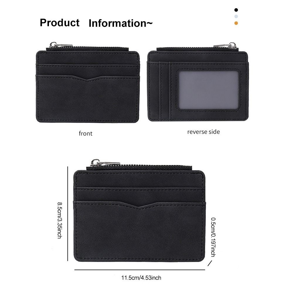 Short Men's Card Wallet PU Leather Transparent Window Mini Business Purse Multi-card Frosted Zipper Credit Card Holder Men's Use