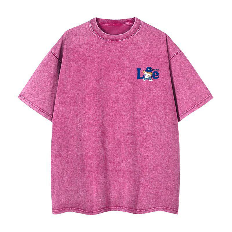Washed pure cotton high-quality Korean brand trendy men s and women s unissed-style short-sleeved clothing