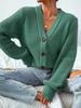 Women's V-Neck Long-Sleeve Knit Cardigan: Solid Color, Trendy, and Versatile Autumn/Winter Outerwear