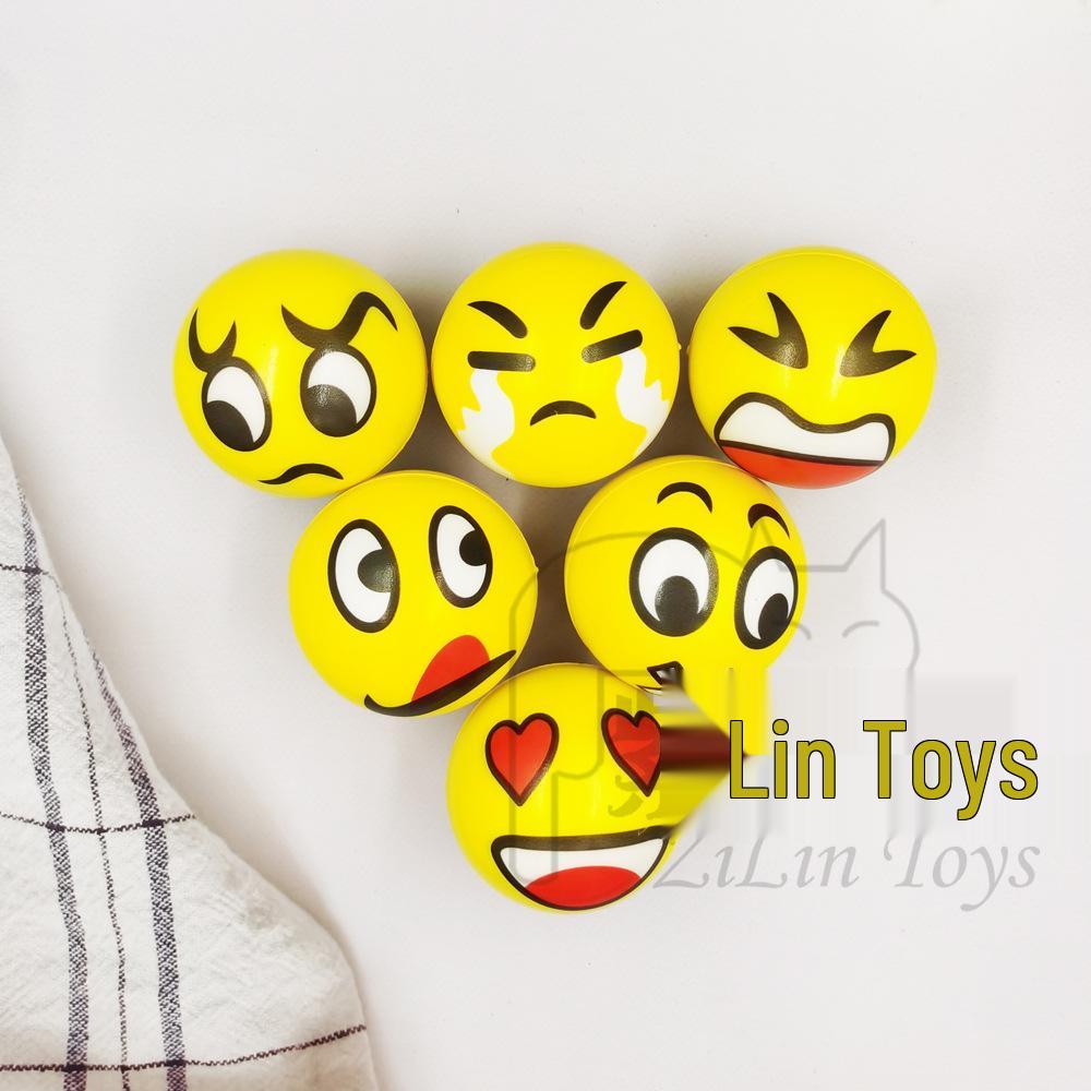 Jucărie Bilă Decompresie 63mm Față Zâmbitoare Emoji Galbenă din Spumă PU