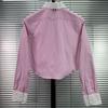 New TB Academy Style Classic Vermicelli Splicing Women's Casual High Version Short Long Sleeve Shirt