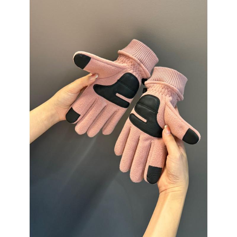 Outdoor Gloves Men's Winter Plus Velvet Thickened Warm Touch Screen Non Slip Cycling Biking Double Sided Fleece Gloves