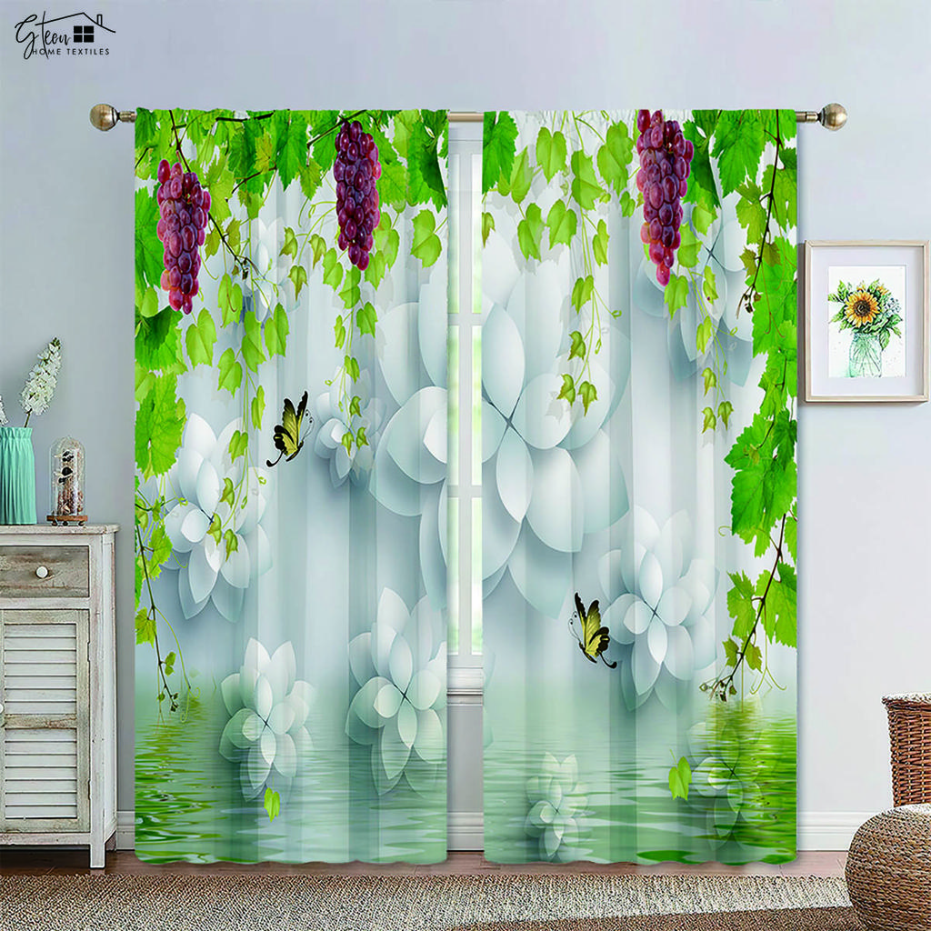 Flower Plant Three D Printing Curtain Rose Tulip Lily Daisy Bamboo Dandelion Fresh Pastoral Light Blocking Heat Insulation Curtain