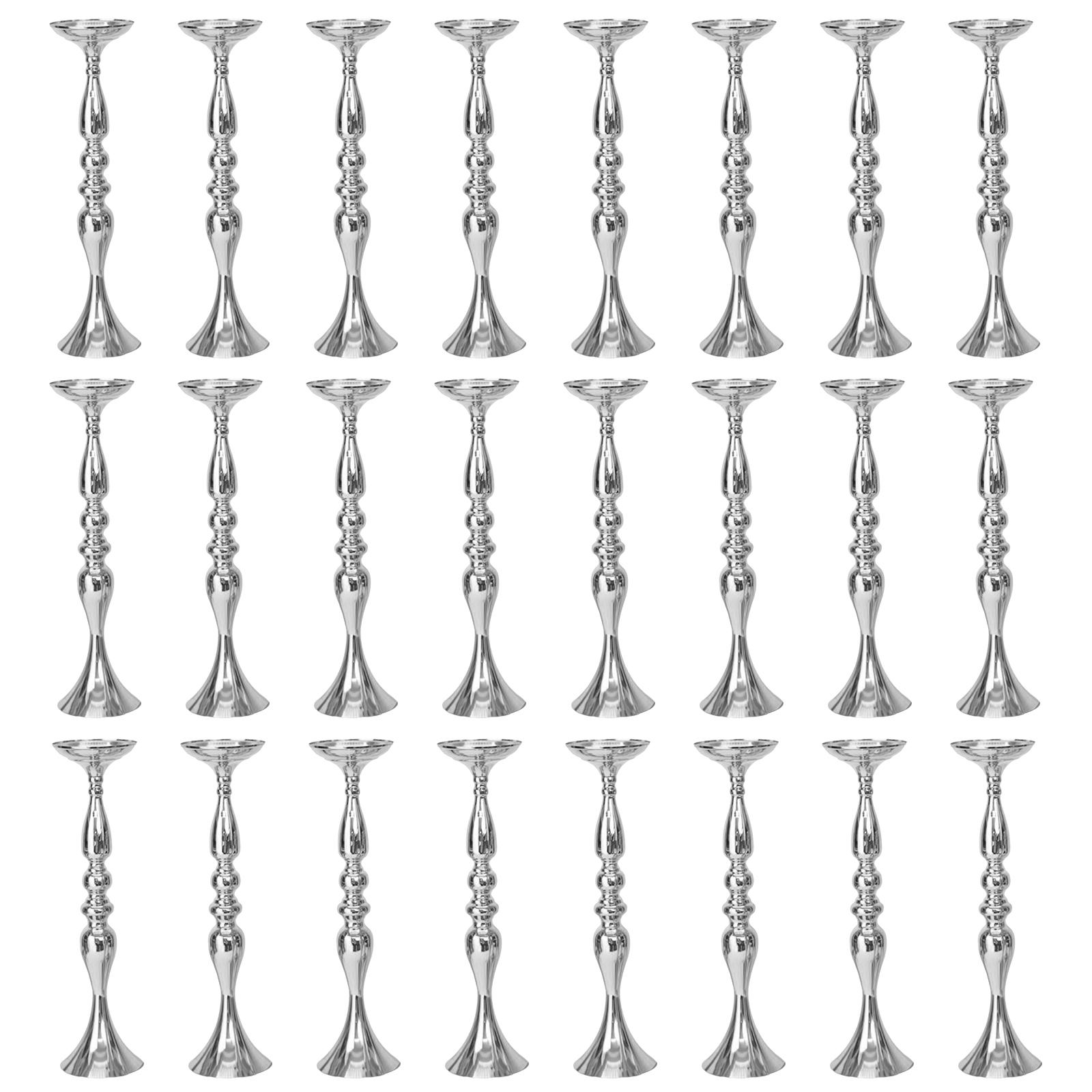 

24 шт. Универсальная свадебная ваза для цветов Высота 19,69 дюйма Держатели для цветов Стеллаж для цветочных композиций для украшения центра стола на вечеринку и ужин серебряный