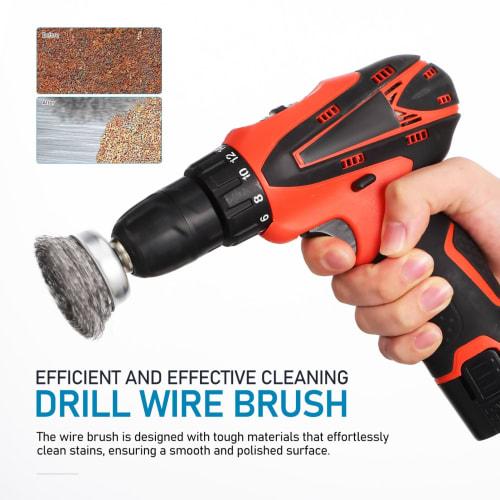 ULTECHNOVO Hexagonal Shaft Wire Brush Set, 6-Piece Set, Stainless Steel Abrasive Brushes, 3 Types: Disc, Umbrella, and Pen Shape, Rust Removal, Electr