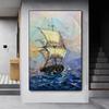 Abstract Ship Canvas Painting Sailing Wall Art Sail Boat Wall Art Seaside Wall Decor Sea Sunset Poster Living Room Decor Unframe