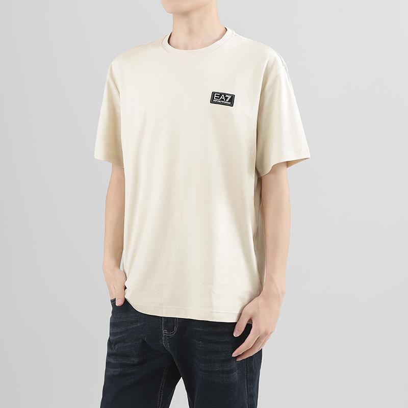 Emporio Armani Ea7 Round Neck Casual Short Sleeve Cotton T-Shirt Men tops Almond-Milk 7M000516-AF14616-U1079