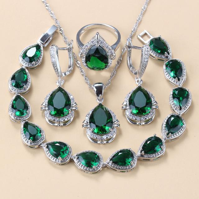 European and N Style Blue Jewelry Inlay Gem Pendant Earrings Necklace and Rings Lady Suit